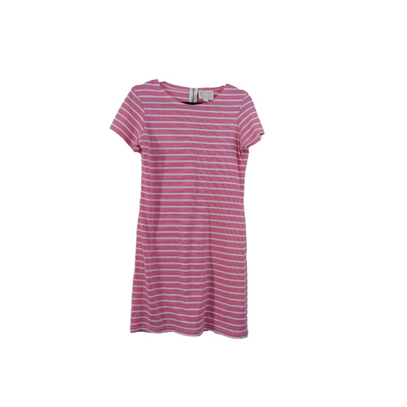Sail to Sable Pink Striped Mini Knit Dress Crew Short Sleeve sz Medium Nautical - Picture 1 of 7